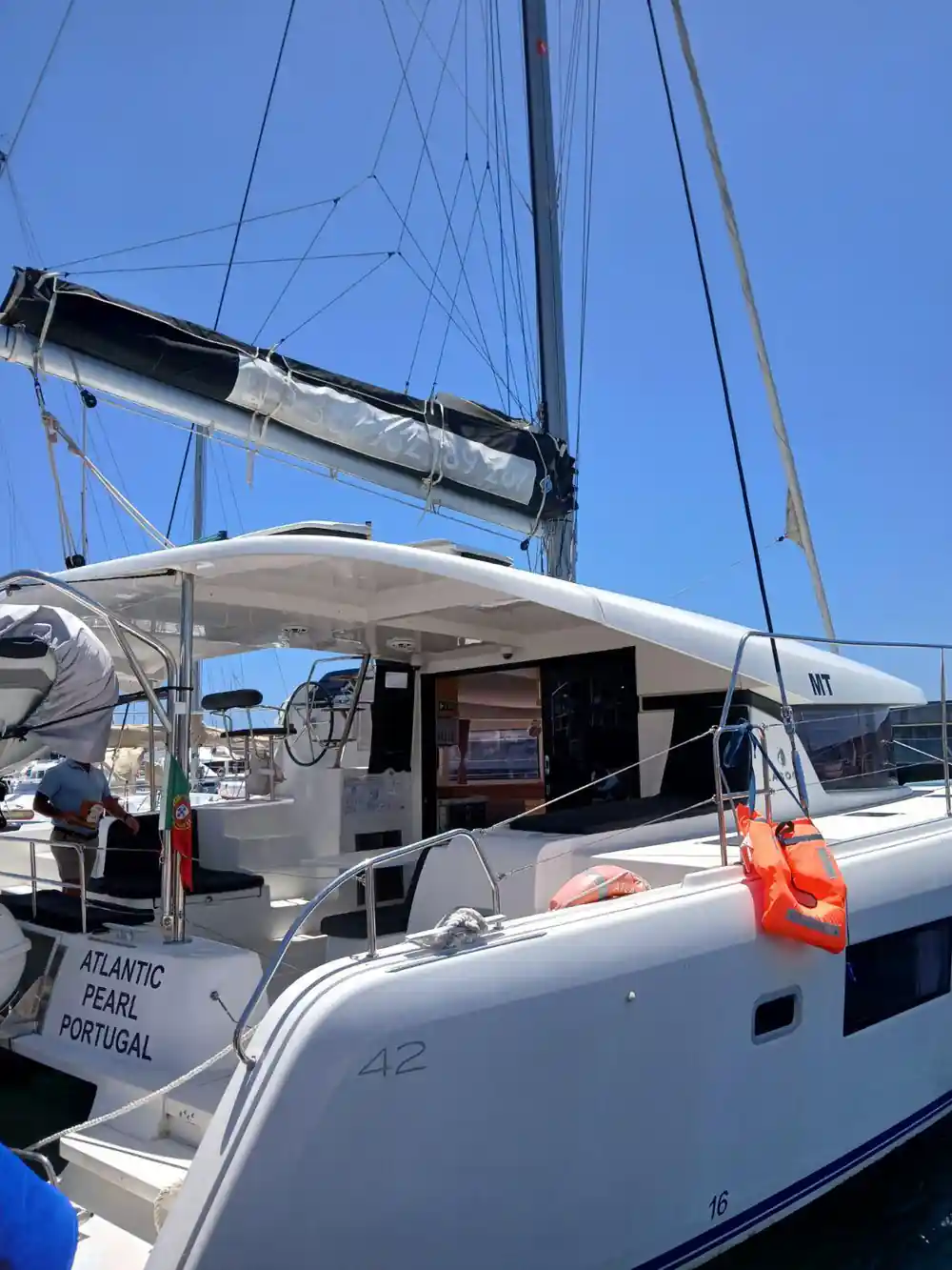 The helm station and cockpit of the Atlantic Pearl