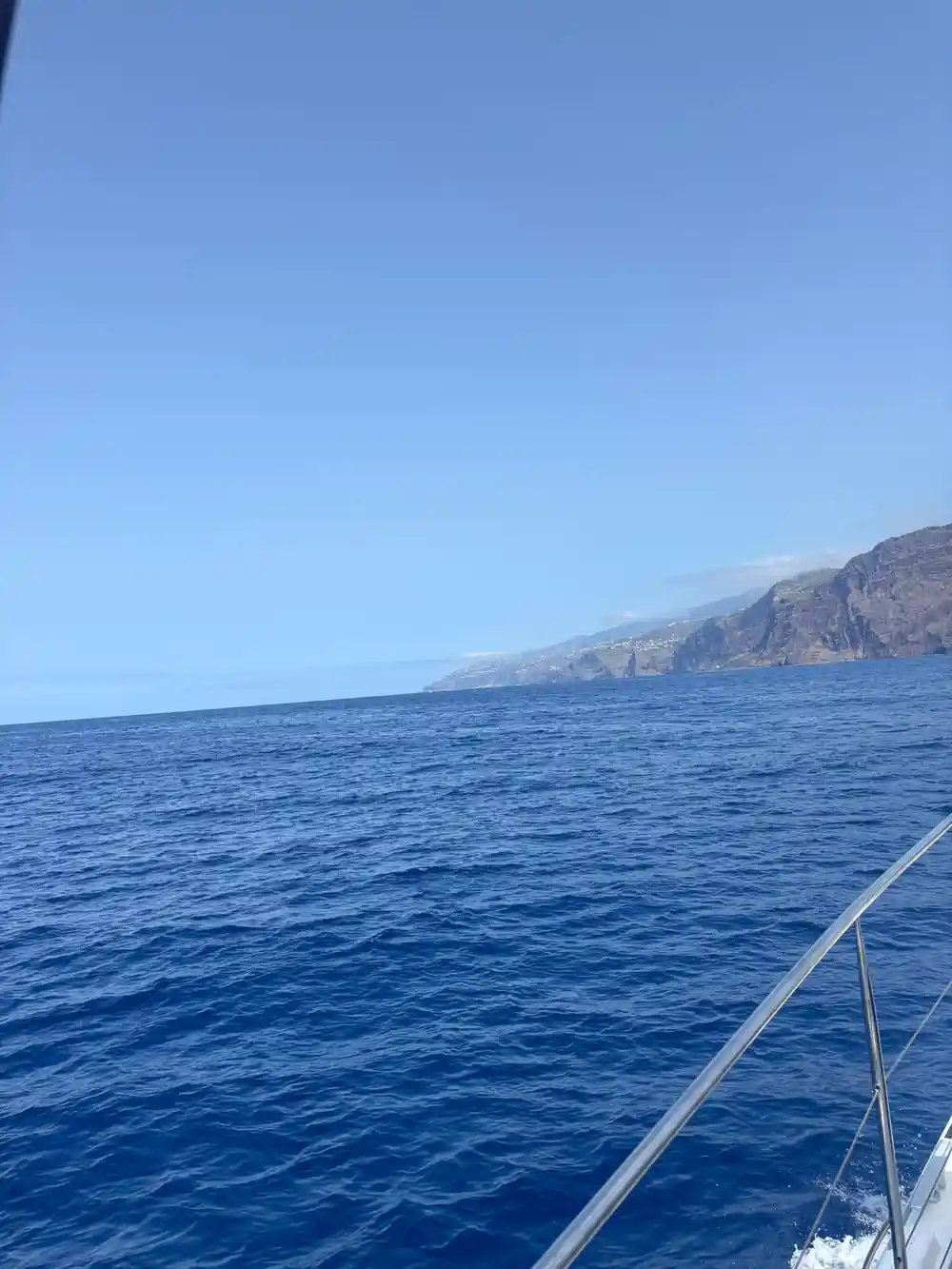 Open sea with the island coastline on the horizon